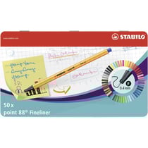 Boîte métal de 50 stylos-feutres STABILO point 88 - pointe fine