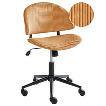 Chaise de Bureau Orange en Velours Côtelé Pivotante avec Assise et Dossier Hauteur Réglable Style Moderne
