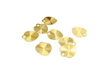 10 Petites breloques fines coeur strié 10*8mm laiton plaqué or 24K