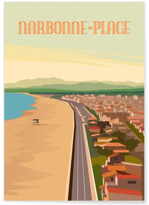 Poster ville Narbonne plage | A3 : 29,7x42cm