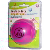 Boule de loto magnetique numerotee fushia + 100 pions de loto - ramasse pions - lotoquine