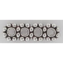 MégaCréa - Perle métal Barette diviseur 4 rangs Argenté 10 pièces