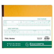 Piqûre TVA Sorties - texte FR - 31 lignes - avec feuille d'identification - Blanc - Exacompta