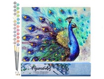 Peinture par Numéro Figured'Art - Paon coloré - Kit de Loisir Créatif DIY Numéro d'Art Complet - 40x50cm sans châssis en bois