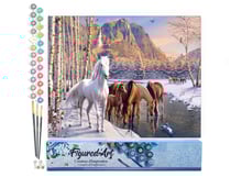 Peinture par Numéro Figured'Art - Chevaux à la fin de l'hiver - Kit de Loisir Créatif DIY Numéro d'Art Complet - 40x50cm sans châssis en bois