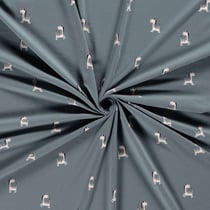 Tissu Jersey Coton imprimé Tom petits zèbres sur fond Gris ardoise