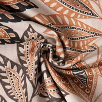 Tissu Toile Polycoton Sureau fleuris ocre sur fond Naturel