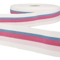 Disquette 25m ruban gros grain stripes Rose Clair