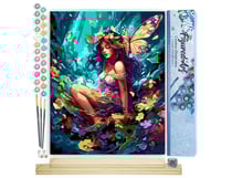 Peinture par Numéro Figured'Art - Fée et papillons - Kit de Loisir Créatif DIY Numéro d'Art Complet - 40x50cm toile roulée + châssis en bois à monter