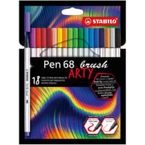 Lot de 6 étuis de 18 feutres pinceau aquarellables - STABILO - Pen 68 brush ARTY Edition