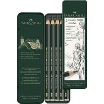 Crayon graphite Faber-Castell Castell 9000 Jumbo - Lot de 10 étuis de 5 crayons - HB, 2B, 4B, 6B, 8B