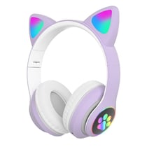 Casque Audio Bluetooth 5.0 Oreilles De Chat RGB Stéréo Avec Réduction De Bruit Violet YONIS