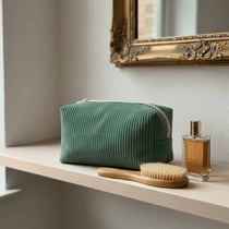 Kit Couture Craftine Trousse de Toilette en Velours Côtelé Vert d'eau