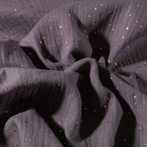 Tissu Double gaze Lina Pois dorés sur fond Gris anthracite
