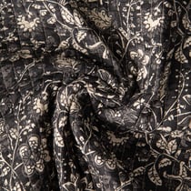 Tissu Coton Matelassé indien Block print Indien Delhi sur fond Noir