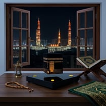 KAABA illuminée en lévitation sur base Deluxe
