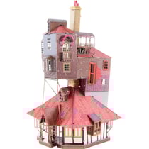 MetalEarth: HARRY POTTER / THE BURROW coloré 7.37x4.8x10cm, maquette 3D en métal avec 2 feuilles colorées, sur carte 12x17cm, 14+