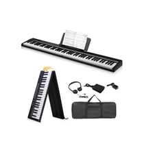 LALAHO - Piano numérique pliable - Clavier 88 touches semi-lestées noir Bluetooth MIDI