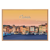 Tableau mural encadré illustration port de Cassis 65x97 cm