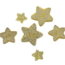 Lot de 6 boutons étoile pailleté or