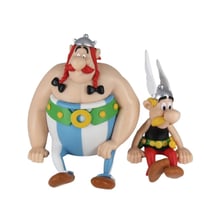 Figurine Asterix et Obelix assis 13cm