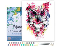 Peinture par Numéro Figured'Art avec Cadre - Chouette rose moderne - Kit de Loisir Créatif DIY Numéro d'Art - 40x50cm toile tendue sur châssis