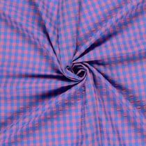 Tissu Seersucker Carreaux rose sur fond Violet