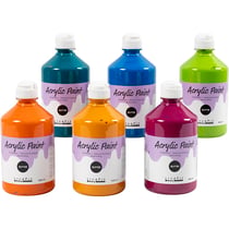 Peinture Acrylique Scintillante, ass. de couleurs, 6x500 ml/ 1 Pq.