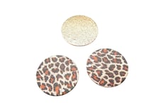 2 Breloques rondes pailletées 20mm imprimé léopard