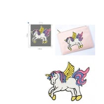 Ecusson thermocollant XL licorne à sequins 11cm x 12,5cm