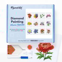 Figured’Art Mini Série Diamond Painting - Coffret Premium 12 toiles de 15x18cm Fleurs 2 - Broderie Diamant avec Strass Carrés - Kit Complet