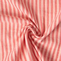 Tissu Double gaze de Coton Gipsy Rayé Saumon sur fond Rose nude