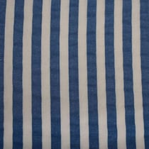 Tissu Coton imprimé Marina rayures Bleues jean sur fond Blanc - Au mètre