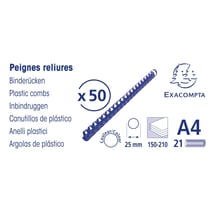 Boite 50 reliures spirales plastique 25mm - Noir - Exacompta