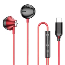 Avizar Écouteurs Semi Intra-Auriculaires USB-C avec Télécommande Modèle Jupiter Rouge / Noir
