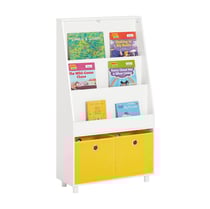 SoBuy KMB69-W Bibliothèque pour Enfant, Étagère à Livres, Étagère à Jouets à 3 Niveaux avec 2 Boîtes de Rangement