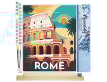 Peinture par Numéro Figured'Art - Affiche Vintage Rome - Kit de Loisir Créatif DIY Numéro d'Art Complet - 40x50cm toile roulée + châssis en bois à monter