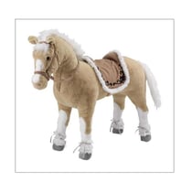 Cheval peluche à monter, beige et blanc. Charge env. 100 kg