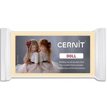 Pâte polymère - A cuire - Pâte à modeler - Finition porcelaine - Amande - Bloc de 500g - Cernit - Doll collection