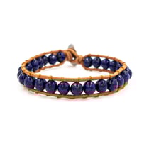 Bracelet Facelia en pierres Lapis Lazuli et cuir véritable