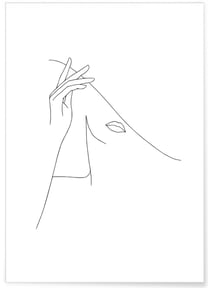 Affiche Line Art Women Hat | A3 : 29,7x42cm
