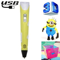 Stylo Imprimante 3D Portatif USB Bleu Pour Artistes Et Créatifs Jaune