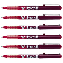 Lot de 6 Stylos roller V Ball VB5 Pilot encre liquide pointe fine rouge