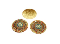 2 breloques rondes 20mm pailletées imprimé mandala