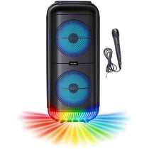 Enceinte Karaoké lumineuse - KA22-BTH - Bluetooth V5.0 - 49 cm - 500 W - Noir