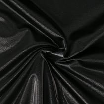 Tissu Simili Cuir Stretch envers polaire effet satiné uni noir