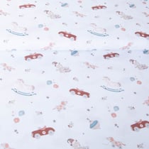 Tissu Coton imprimé Petites jouets sur fond Bleu ciel