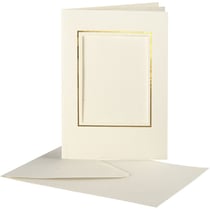 Cartes cadres carrés et enveloppes blanches et dorées - 10,5 x 15 cm - 10 pcs
