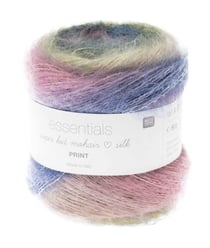 Pelote ESSENTIALS SUPER KID MOHAIR LOVES SILK PRINT 50 gr - Rico Design 08 Gris
