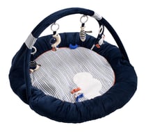 Tapis d'éveil marinière en velours bleu